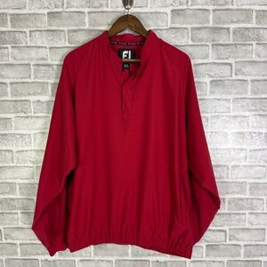 FootJoy Classic Red Quarter T-Snap Pullover Windbreaker Jacket W/PKTS Mens Large